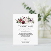 Carte de réception de mariage en Merci floral (Debout devant)