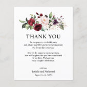 Carte de réception de mariage en Merci floral (Devant)