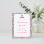 Carte de réception de mariage flamant rose paillet (Debout devant)