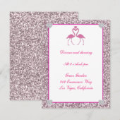 Carte de réception de mariage flamant rose paillet (Devant / Derrière)