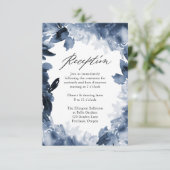 Carte de Réception de Mariage Fleurie Indigo Abstr (Debout devant)