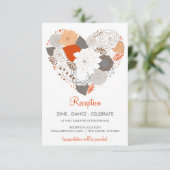 Carte de réception de mariage Fleurs de cœur gris (Debout devant)