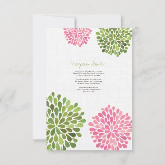 Carte de Réception de Mariage Fleurs Roses et Vert (Dos)