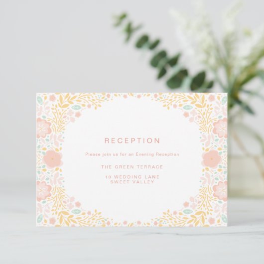 Carte de réception de mariage floral à bonbons pas (Debout devant)