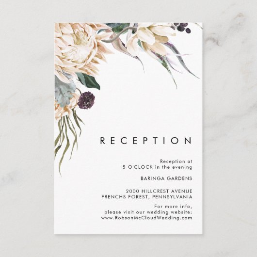 Carte de réception de mariage floral blanc (Devant)