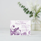 Carte de réception de mariage floral blanc violet (Debout devant)