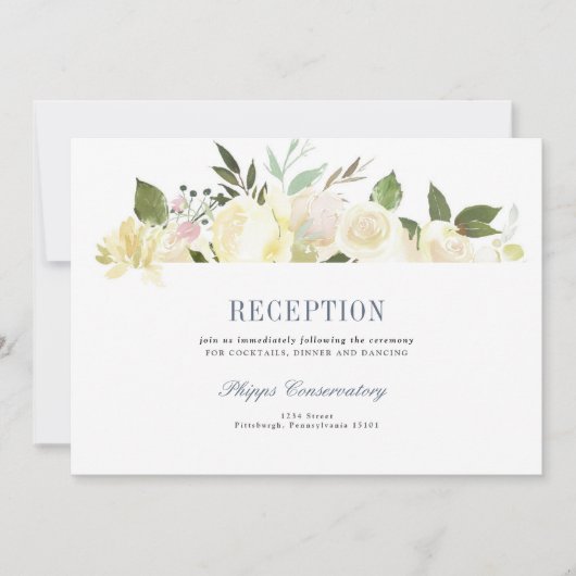 Carte de réception de mariage Floral Boho (Devant)