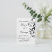 Carte de réception de mariage floral noir et blanc (Debout devant)