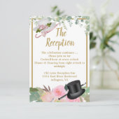 Carte de réception de mariage floral rose vif (Debout devant)