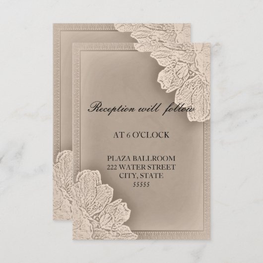 Carte de réception de mariage floral rustique en r (Devant / Derrière)