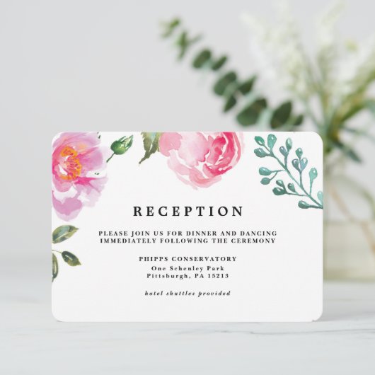 Carte de réception de mariage floral Spring Peony (Debout devant)