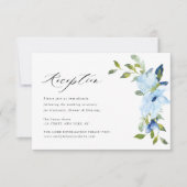 carte de réception de mariage florale bleu clair (Devant)