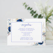 Carte de réception de mariage florale bleu royal m (Debout devant)