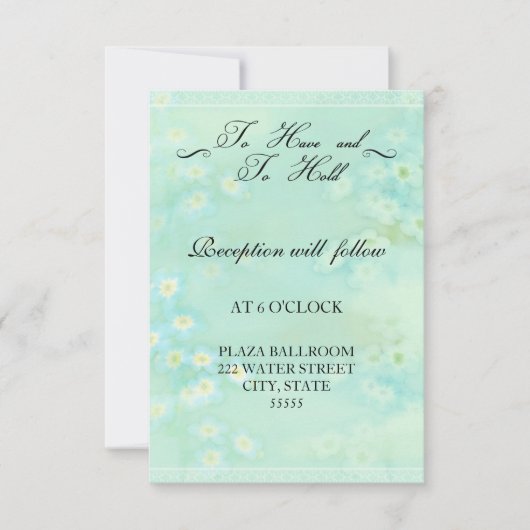 Carte de réception de mariage florale Myosotis (Devant)