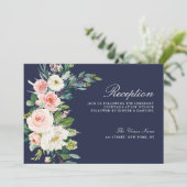 carte de réception de mariage florale rose moderne (Debout devant)