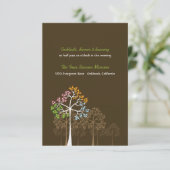 Carte de réception de mariage forêt d'arbres quatr (Debout devant)