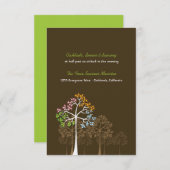 Carte de réception de mariage forêt d'arbres quatr (Devant / Derrière)
