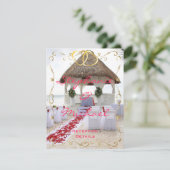 Carte de réception de mariage Gazebo sur la plage (Debout devant)