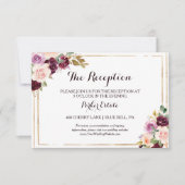 Carte de réception de mariage géométrique bordeaux (Devant)