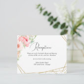 Carte de réception de mariage géométrique florale (Debout devant)