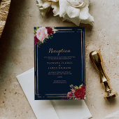 Carte de réception de mariage géométrique or et ro