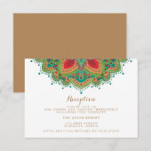 Carte de réception de mariage Green Mandala (Devant / Derrière)