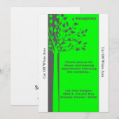 Carte de réception de mariage Grey/Neon Green Tree (Devant / Derrière)