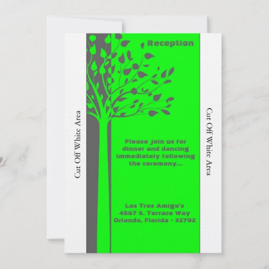 Carte de réception de mariage Grey/Neon Green Tree (Devant)