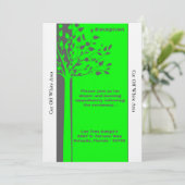 Carte de réception de mariage Grey/Neon Green Tree (Debout devant)