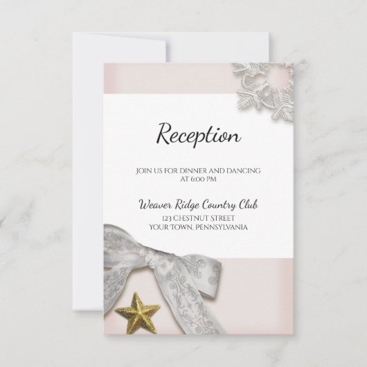 Carte de réception de mariage hivernal Flocons de (Devant)