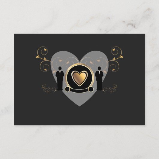 Carte de réception de mariage homme à cœur d'or | (Dos)