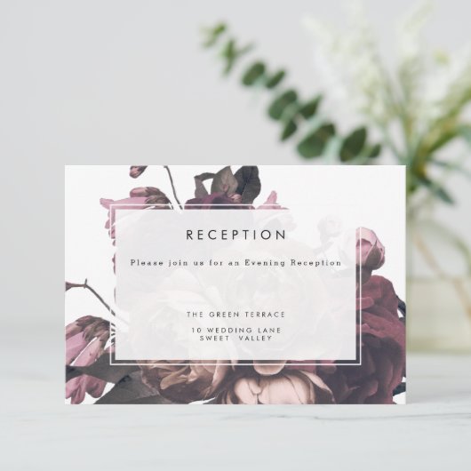 Carte de réception de mariage Imaginaire violet (Debout devant)