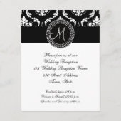 Carte de réception de mariage initiale en noir Dam (Dos)