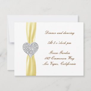 Carte de réception de mariage jaune Diamond Heart
