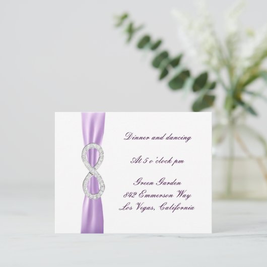 Carte de réception de mariage Lavender Diamond Inf (Debout devant)