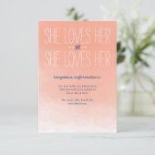 Carte de réception de mariage lesbien Elle l'aime (Debout devant)