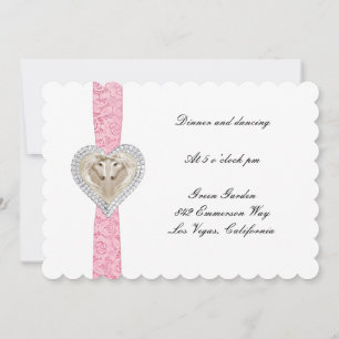 Carte de réception de mariage licorne rose en dent