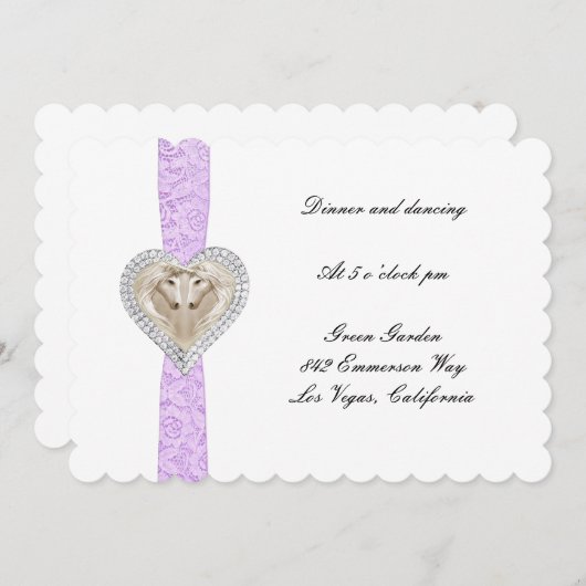 Carte de réception de mariage licorne violet dente (Devant / Derrière)