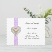 Carte de réception de mariage Licorne Violet en De (Debout devant)