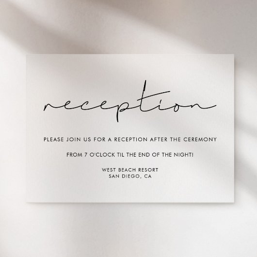 Carte de réception de mariage manuscrite minimalis