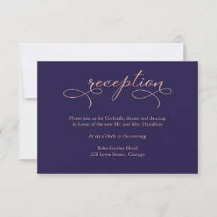 Carte de réception de mariage Marine Blue Rose Gol