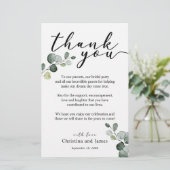 Carte de réception de mariage Merci Eucalyptus (Debout devant)