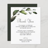 Carte de réception de mariage Merci verdoyant (Devant / Derrière)