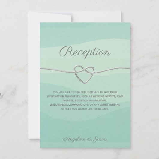 Carte de réception de mariage minimaliste menthe e (Devant)