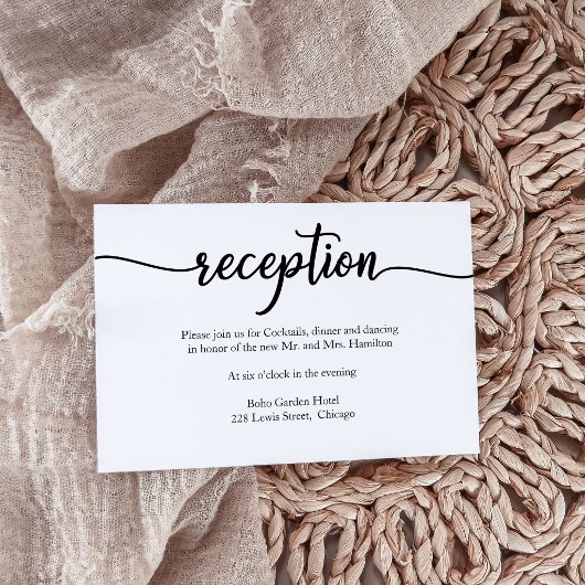 Carte de réception de mariage minimaliste moderne