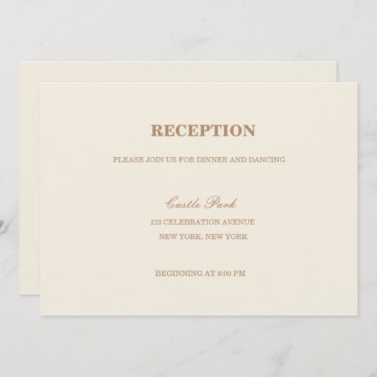 Carte de réception de mariage moderne (Devant / Derrière)