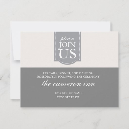 Carte de réception de mariage moderne avec ruban p (Devant)