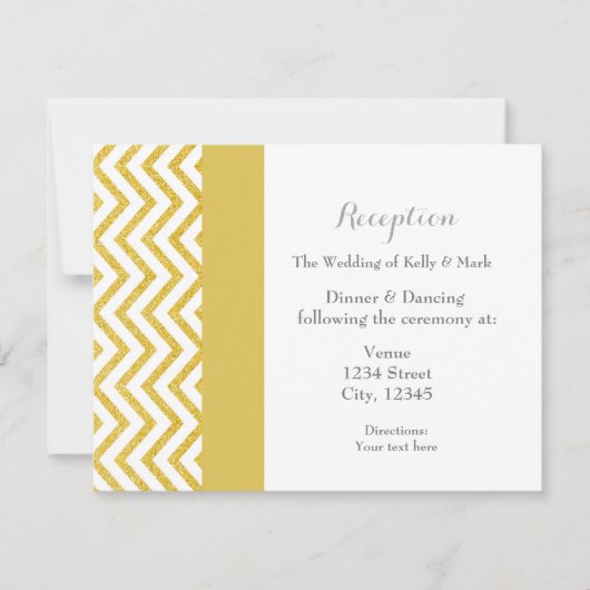 Carte de réception de mariage moderne Chevron blan (Devant)