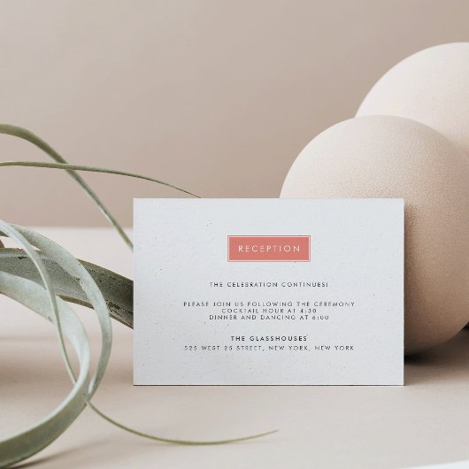 Carte de réception de mariage moderne | Corail
