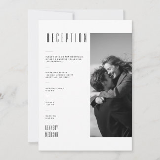 Carte de réception de mariage moderne en noir et b